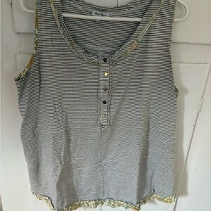 White Birch Black and White Striped Sleeveless Top